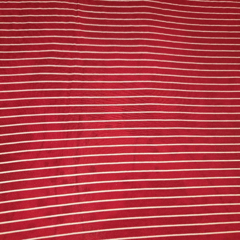 Red with White Stripes Knit Fabric T-shirt Weight 3 Yards